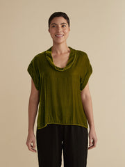 Short Sleeve Velvet Cowl Top by Cut Loose