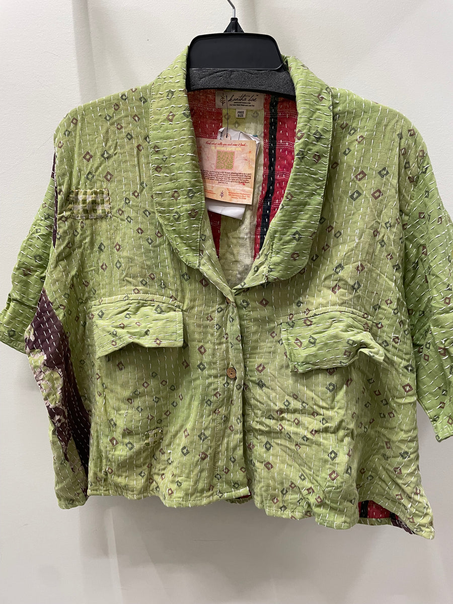 Kantha Clarity Crop Button Down #166 by Kantha Bae