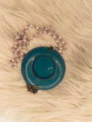 Mini Porcelain Plate in Green Rose Necklace by Gina