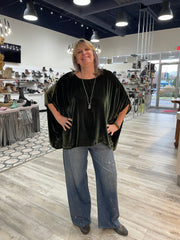 Olive Silk Velvet Scarf Top