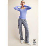 RECYCLED BUTTER SQUARE NECK LONG SLEEVE TOP T9953-C Robin Boutique