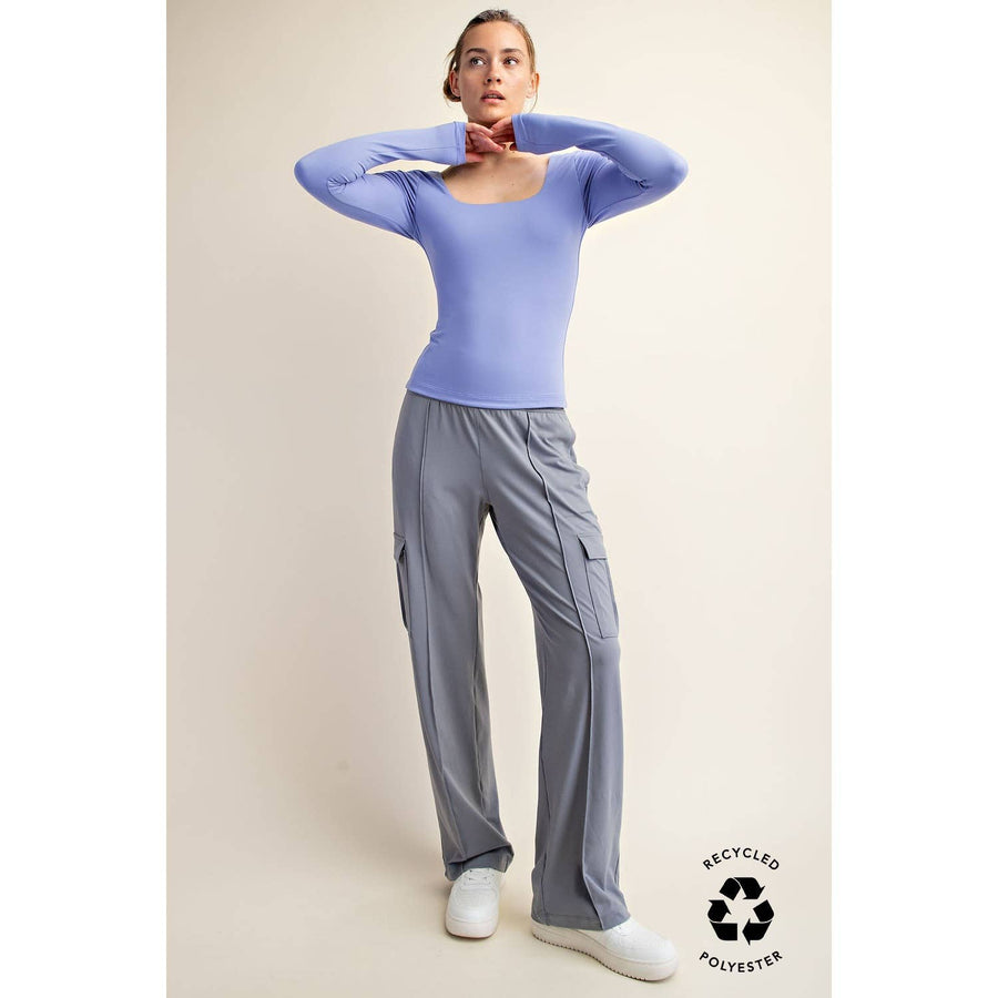 RECYCLED BUTTER SQUARE NECK LONG SLEEVE TOP T9953-C Robin Boutique