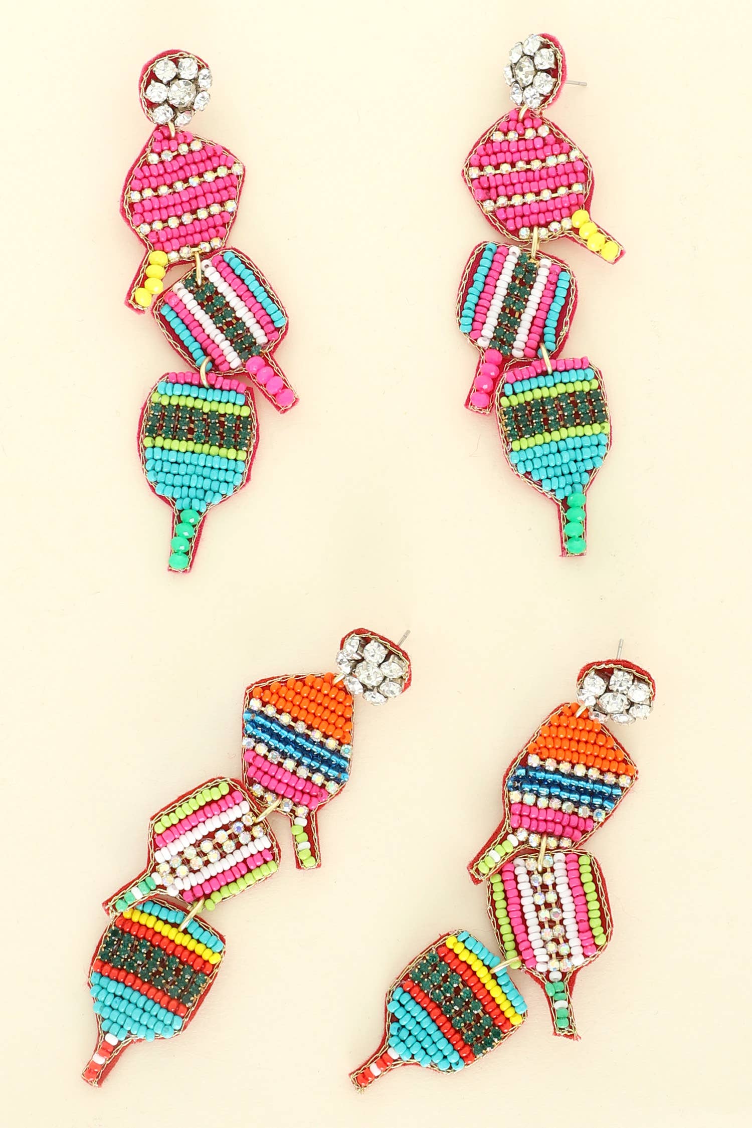 Pickle Ball Paddle Beaded Post Earrings Robin Boutique