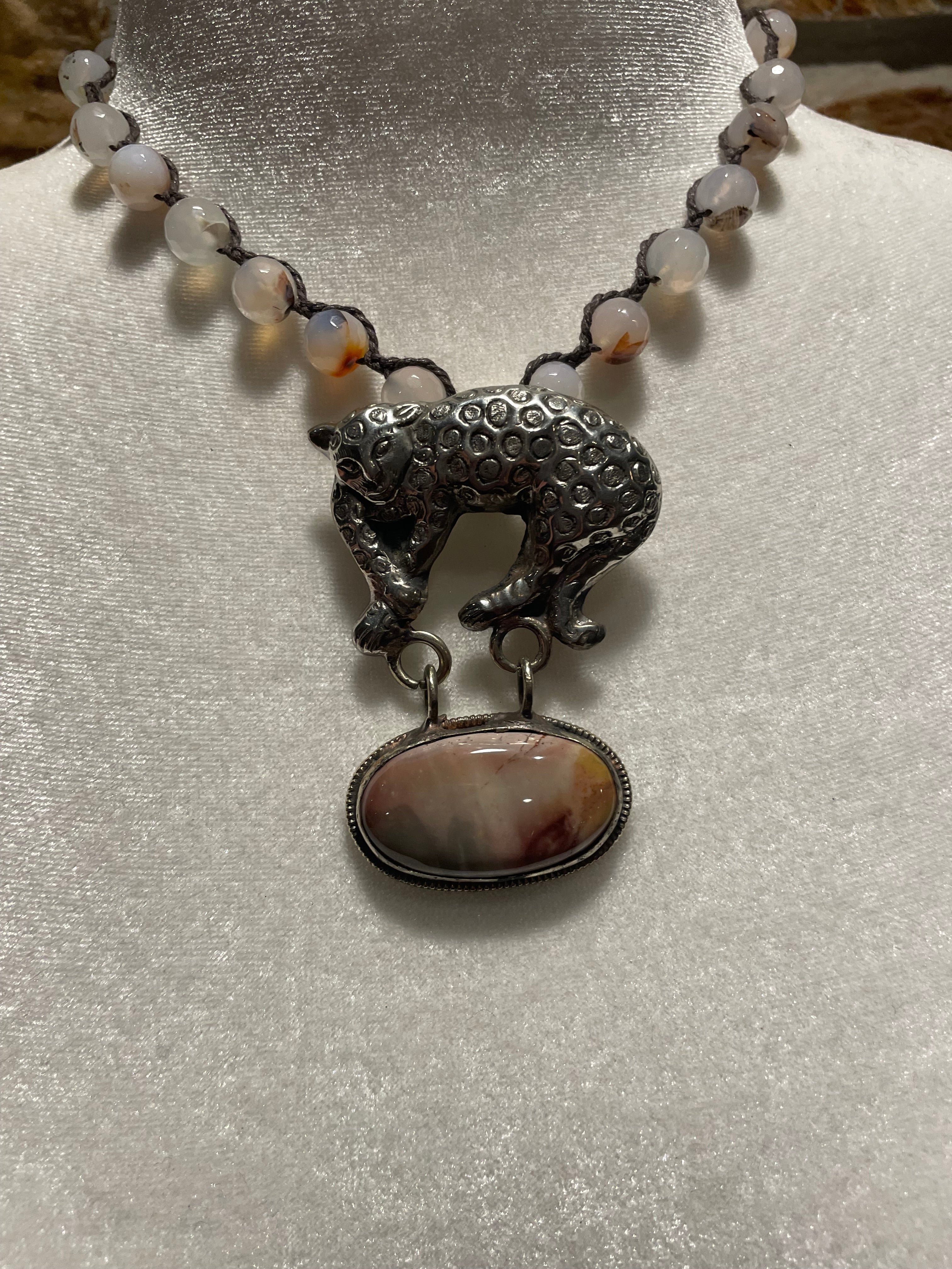 Carved Leopard Short Necklace