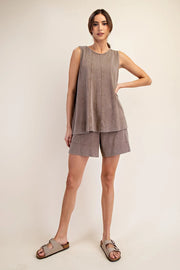 Mineral Wash Long Line Top by Rae Mode