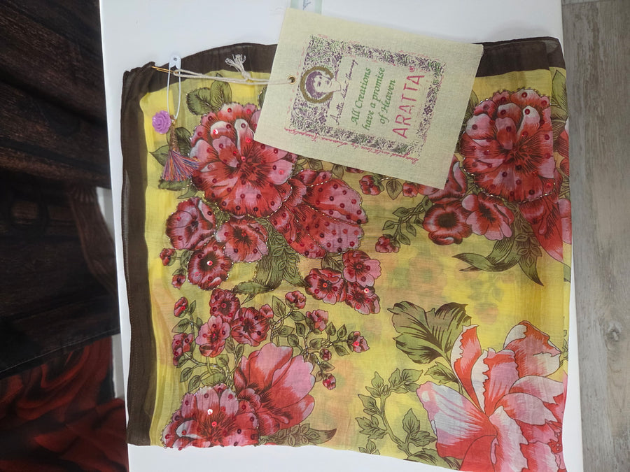 Beauty Hand Embellished Bandana Scarf by Aratta