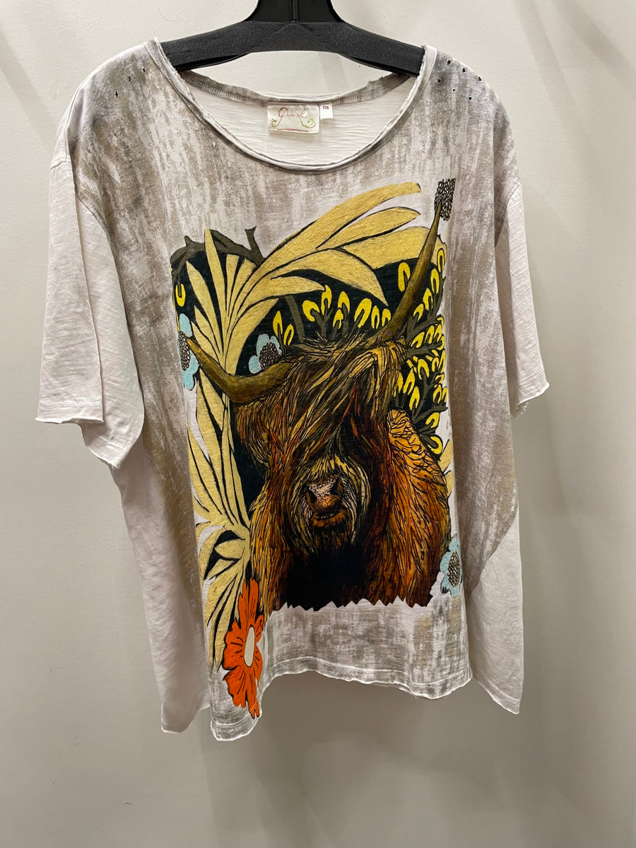 Cotton Charm Tee in Highland Cow