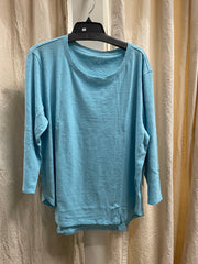 Solid Cotton Slub 3/4 Sleeve High-Low Tee by Escape