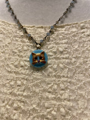 Vintage Cat Button Cameo Necklace by Gina