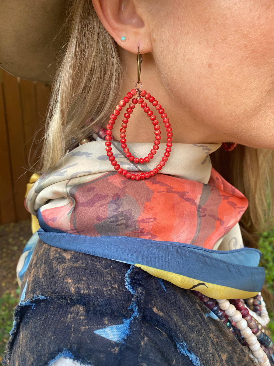 Red Teakwood Earrings