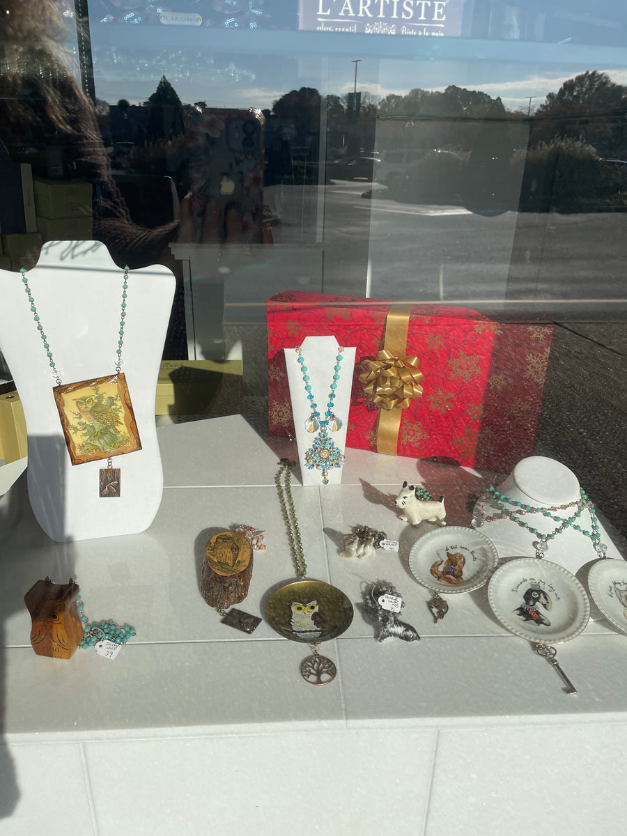 Crystal Christmas Tree Necklace in Blue by Gina