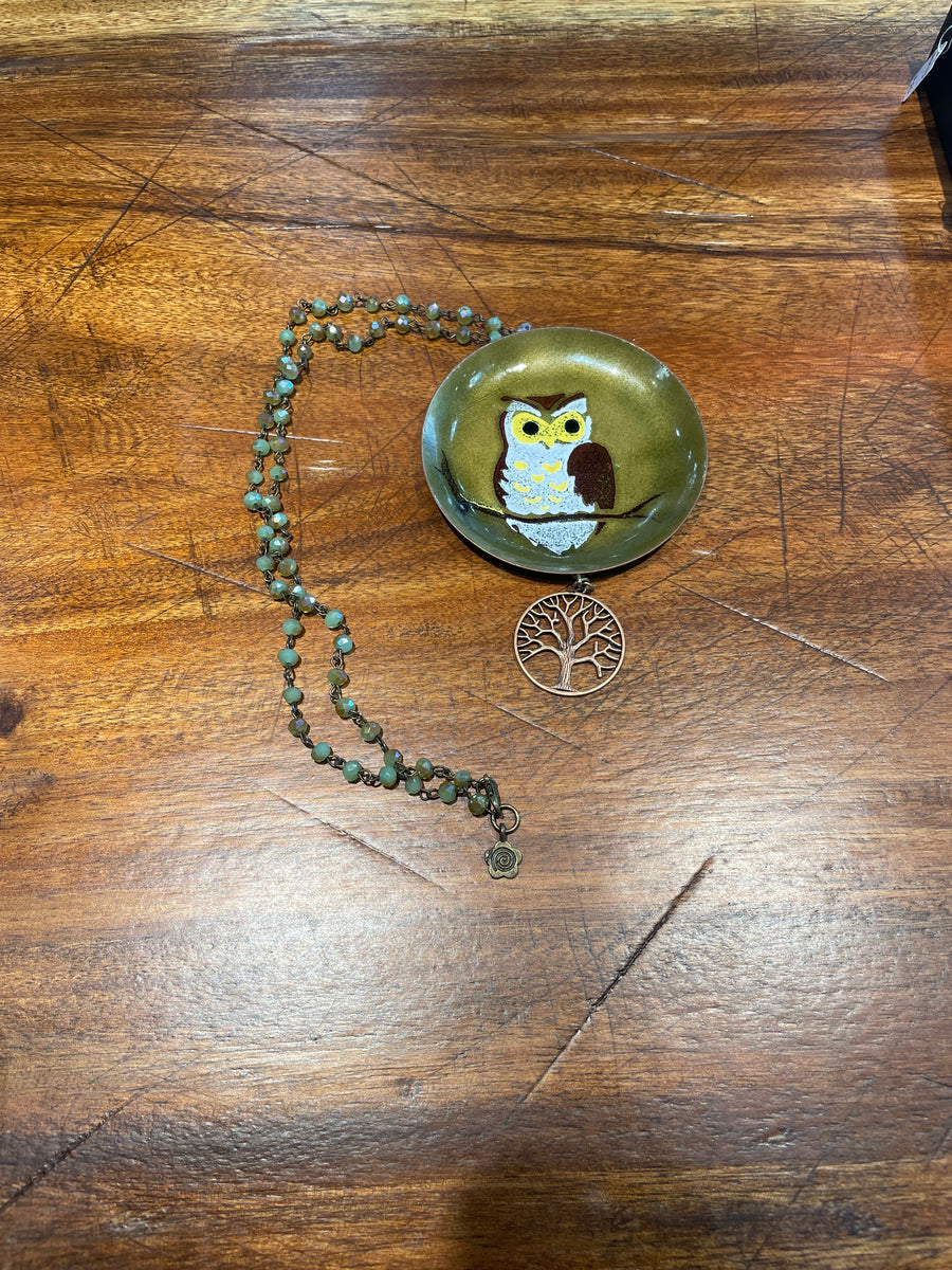 Plated Tree Owl Necklace by Gina