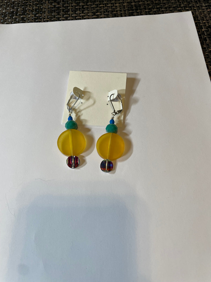 Yellow Sea Glass Earrings by Lori