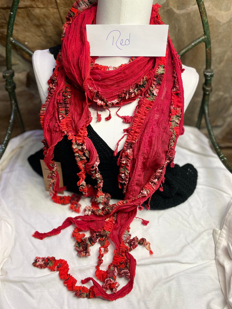 Boho Mixed Tassel Handmade Scarf Necklace