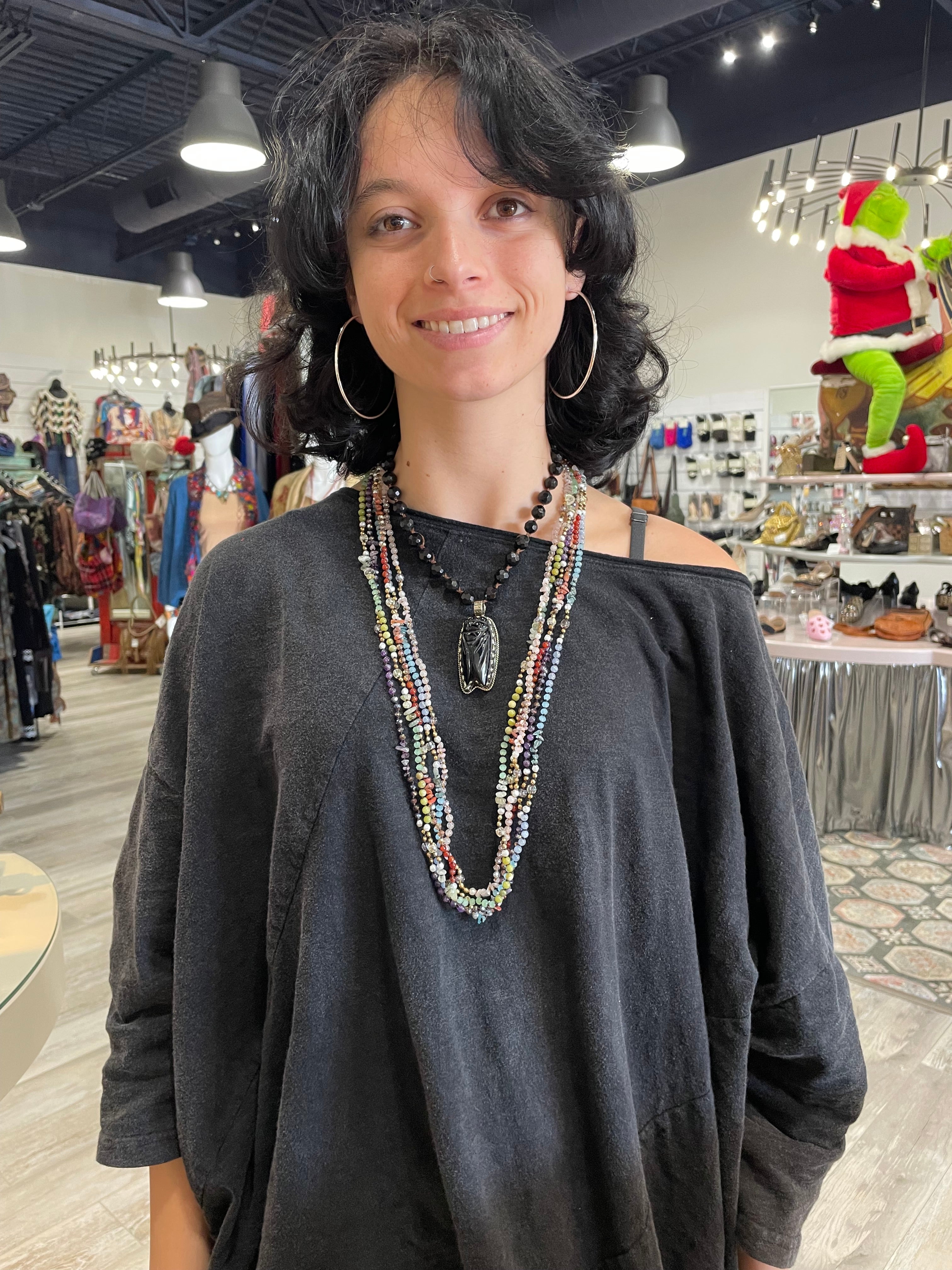 Natural Stone and Crystal Bead Necklace