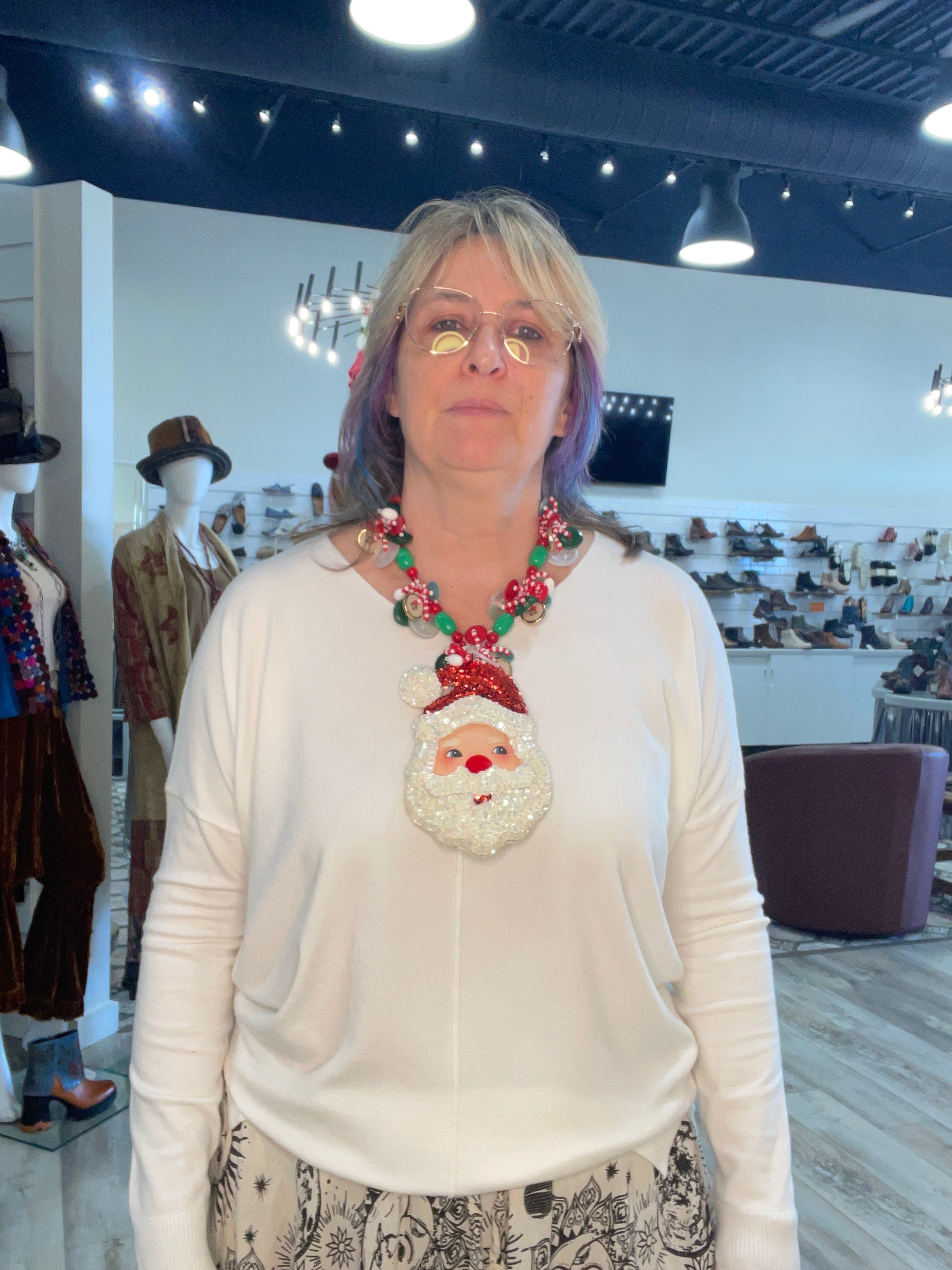 Sequin Santa Necklace by Lori