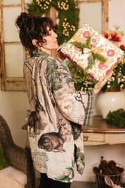 Winter Wish Christmas Plaid Bamboo Kimono Cardigan with Belt