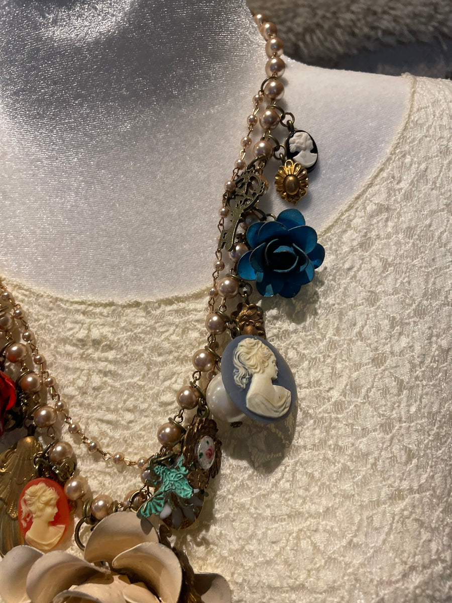 White Cluster Necklace by Gina