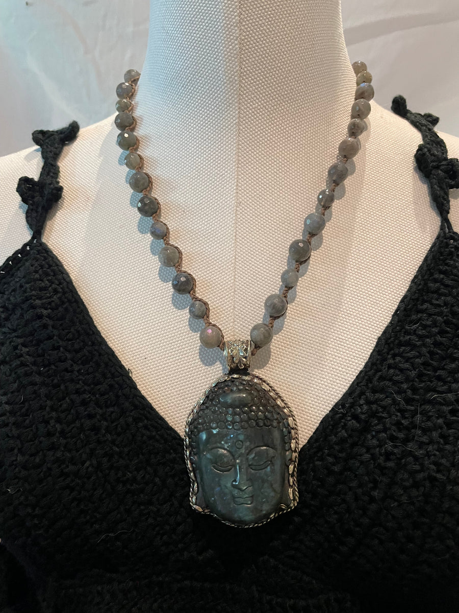 Buddha Carved in Labradorite Short Necklace