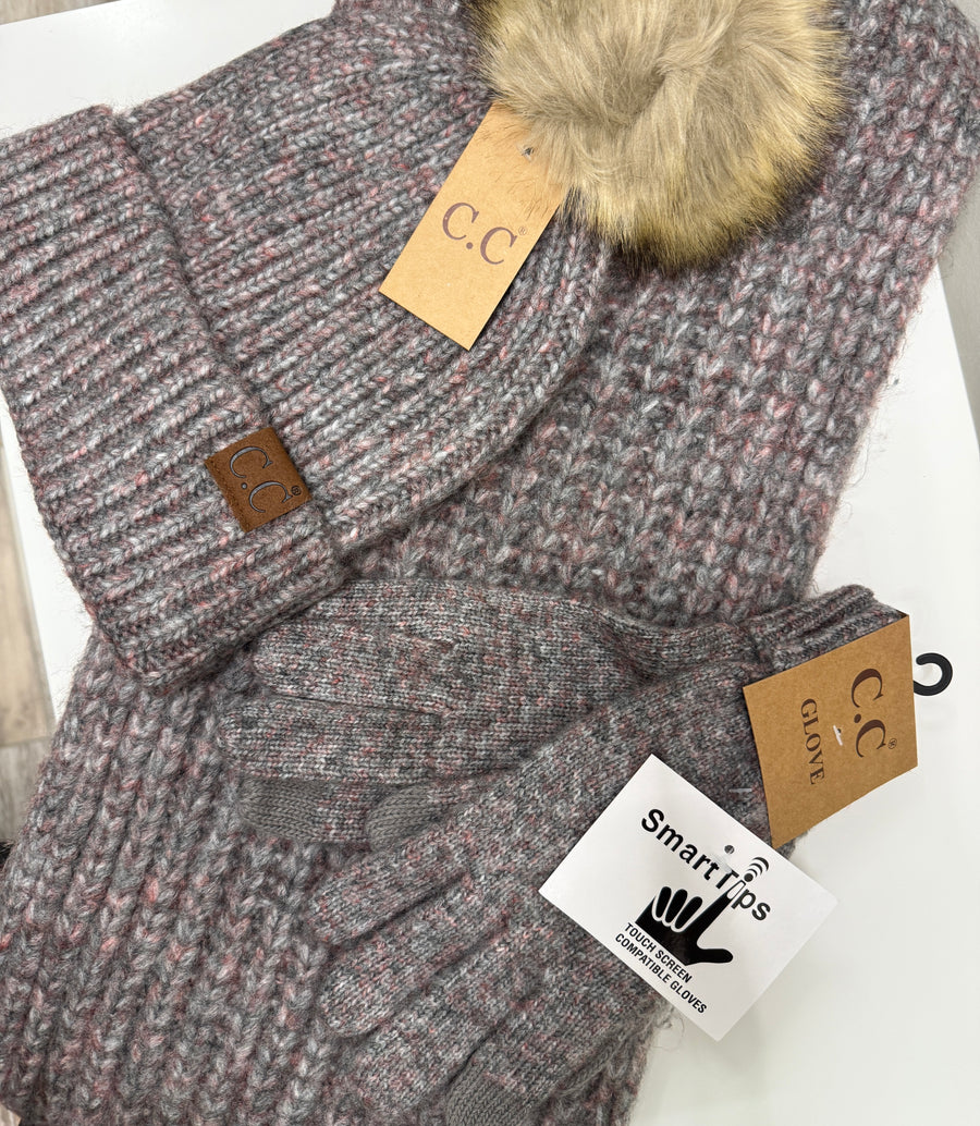 C.C. Beanie Classic Ribbed Fingerless Gloves w/ Touch Fingertips Robin Boutique