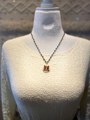 Vintage Cat Button Cameo Necklace by Gina