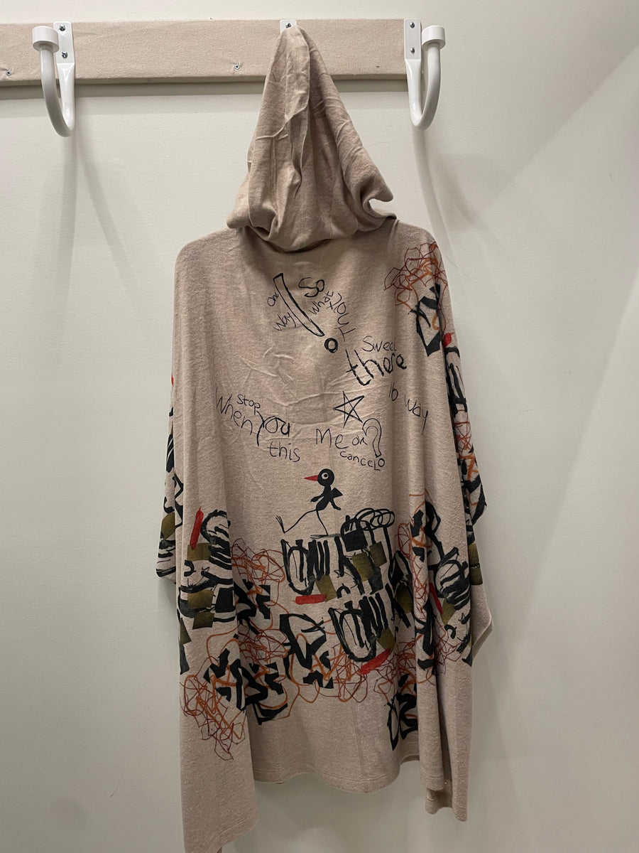 Hooded Kimono in How What? Print by Inoah