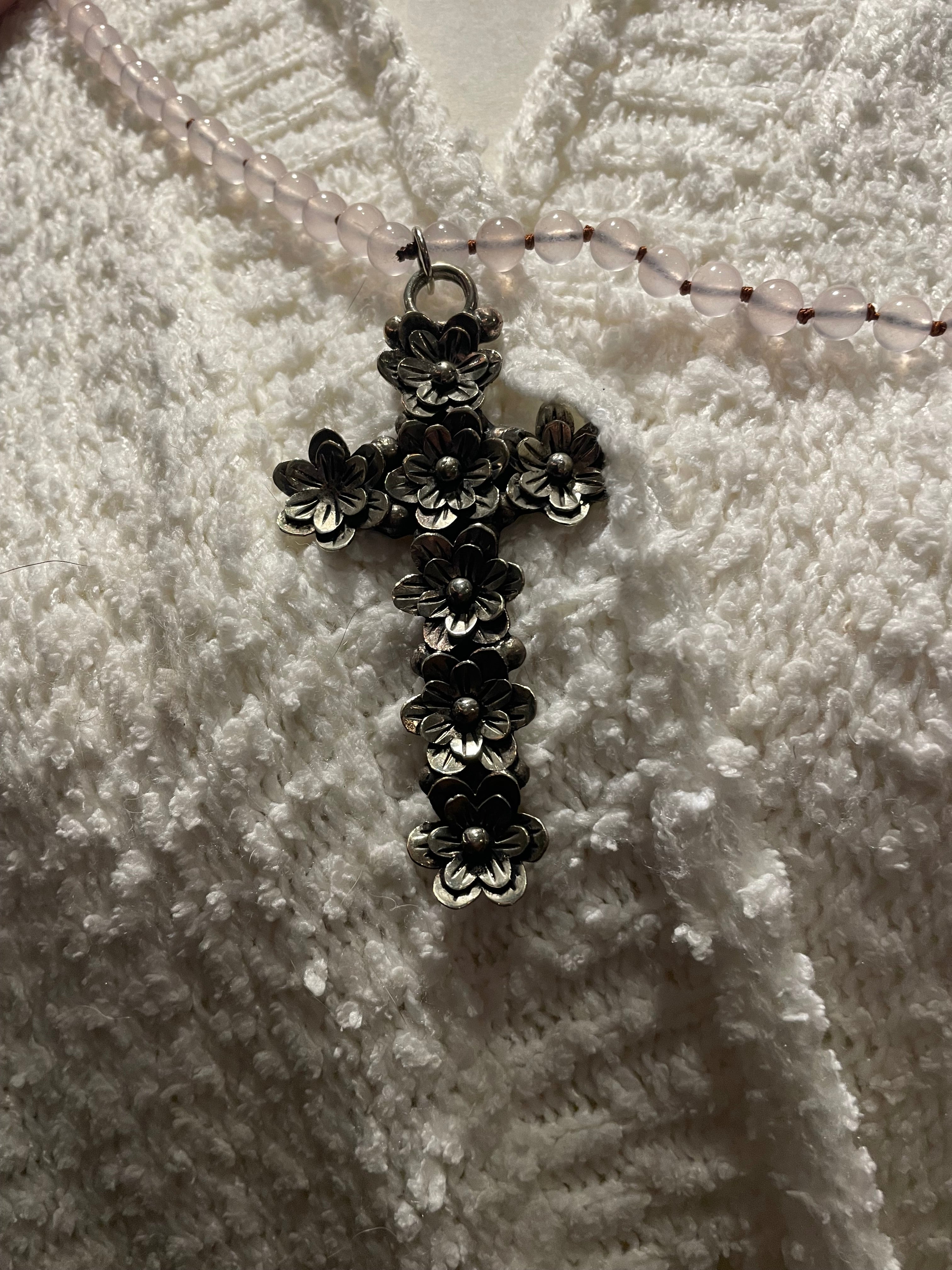 Floral Cross Long Necklace by Tara Gasparin