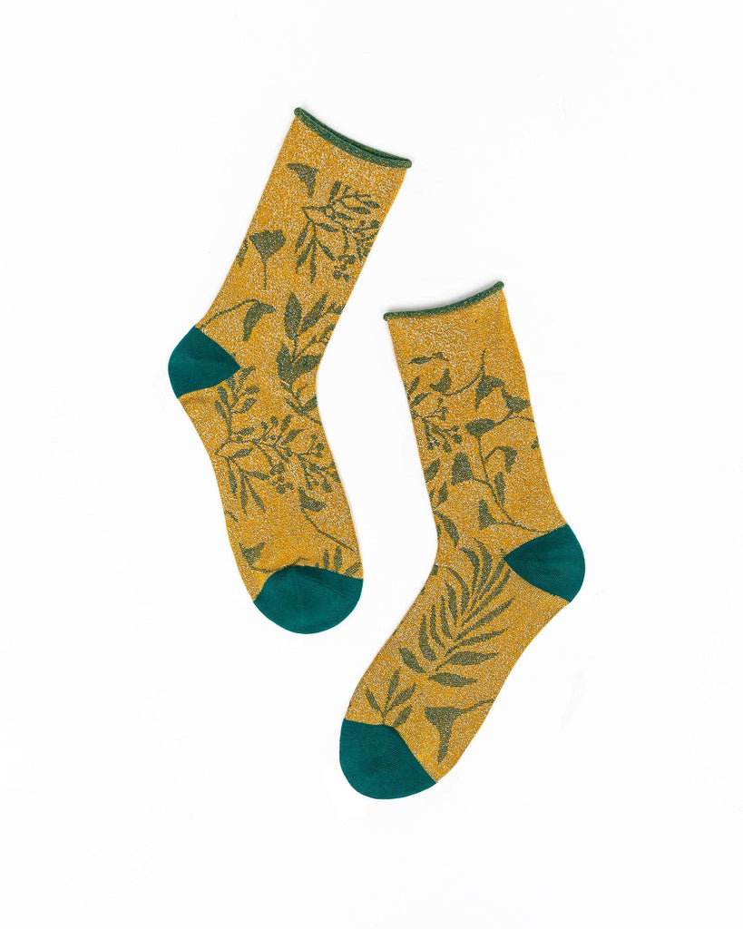 Winter Foliage Shimmer Crew Sock Robin Boutique