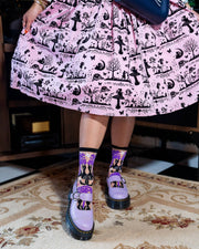 Nocturnal Cats Sheer Crew Sock  Robin Boutique