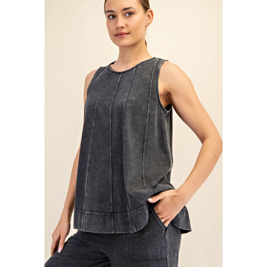 Mineral Wash Long Line Top by Rae Mode