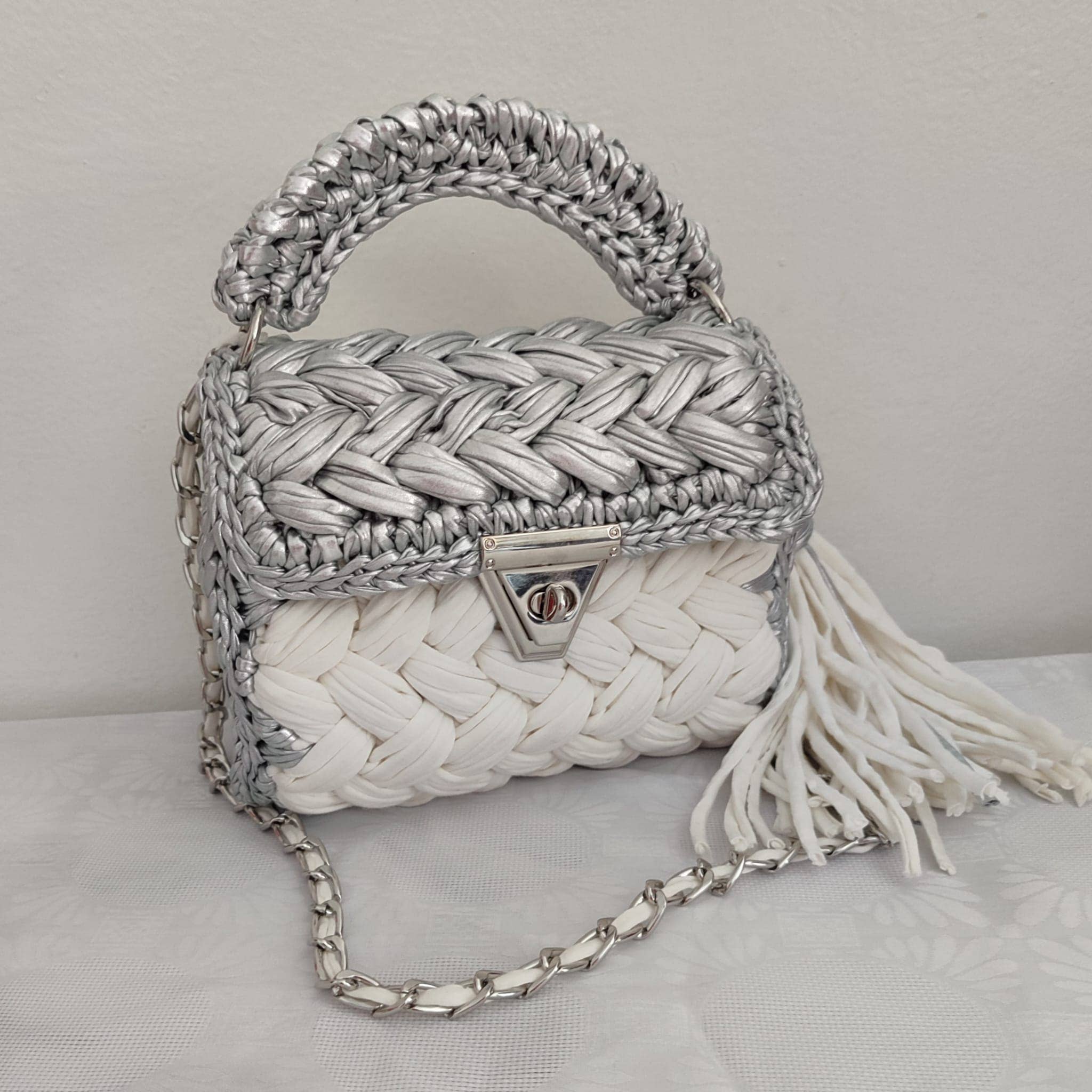 CHQEL Evening Clutch Bag for Women, Handmade Crochet Wedding Robin Boutique