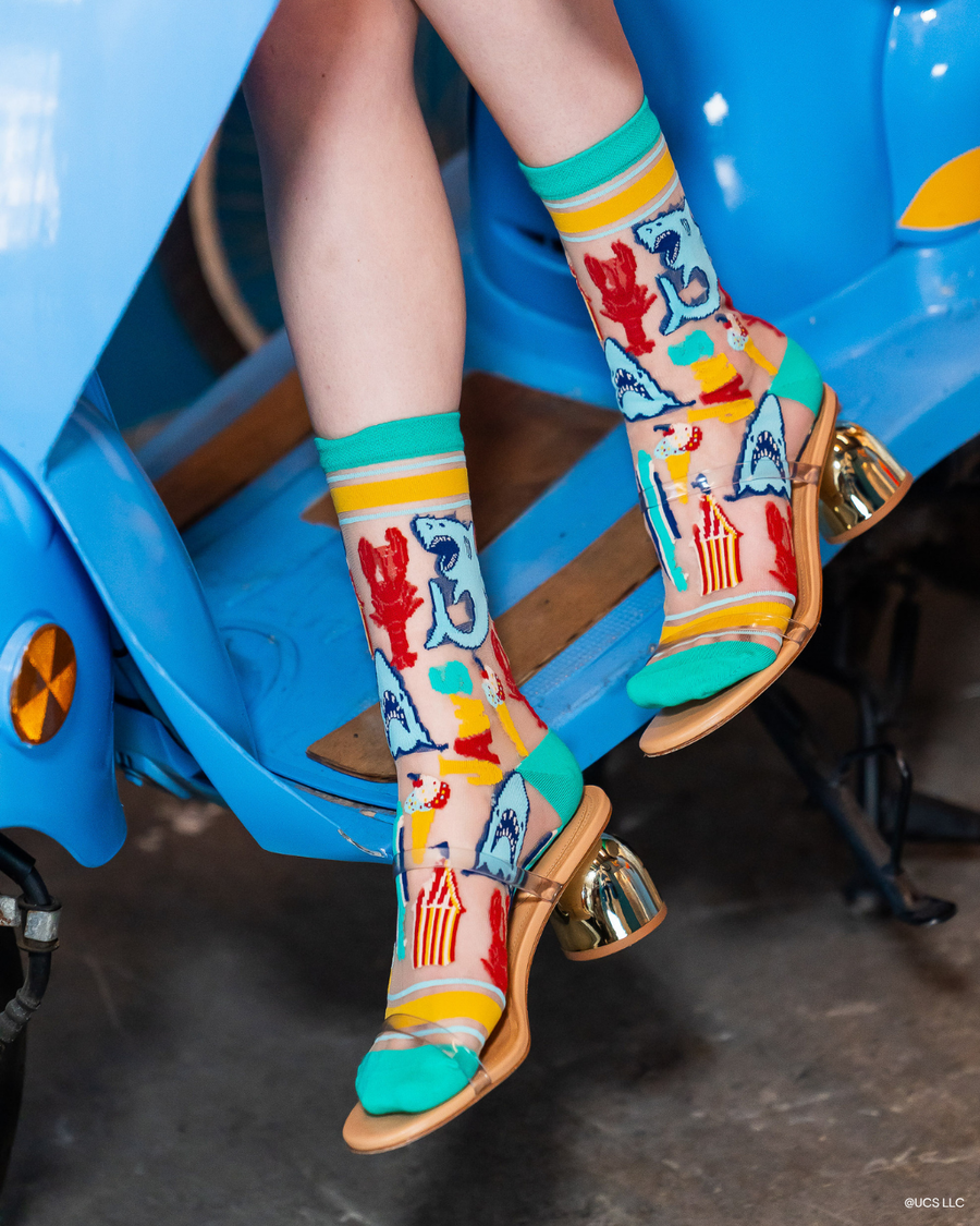 NEW STYLE: JAWS 50th Anniversary Sheer Crew Sock Robin Boutique