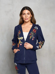 French Terry Embroidered Zip Hoodie by Paparazzi