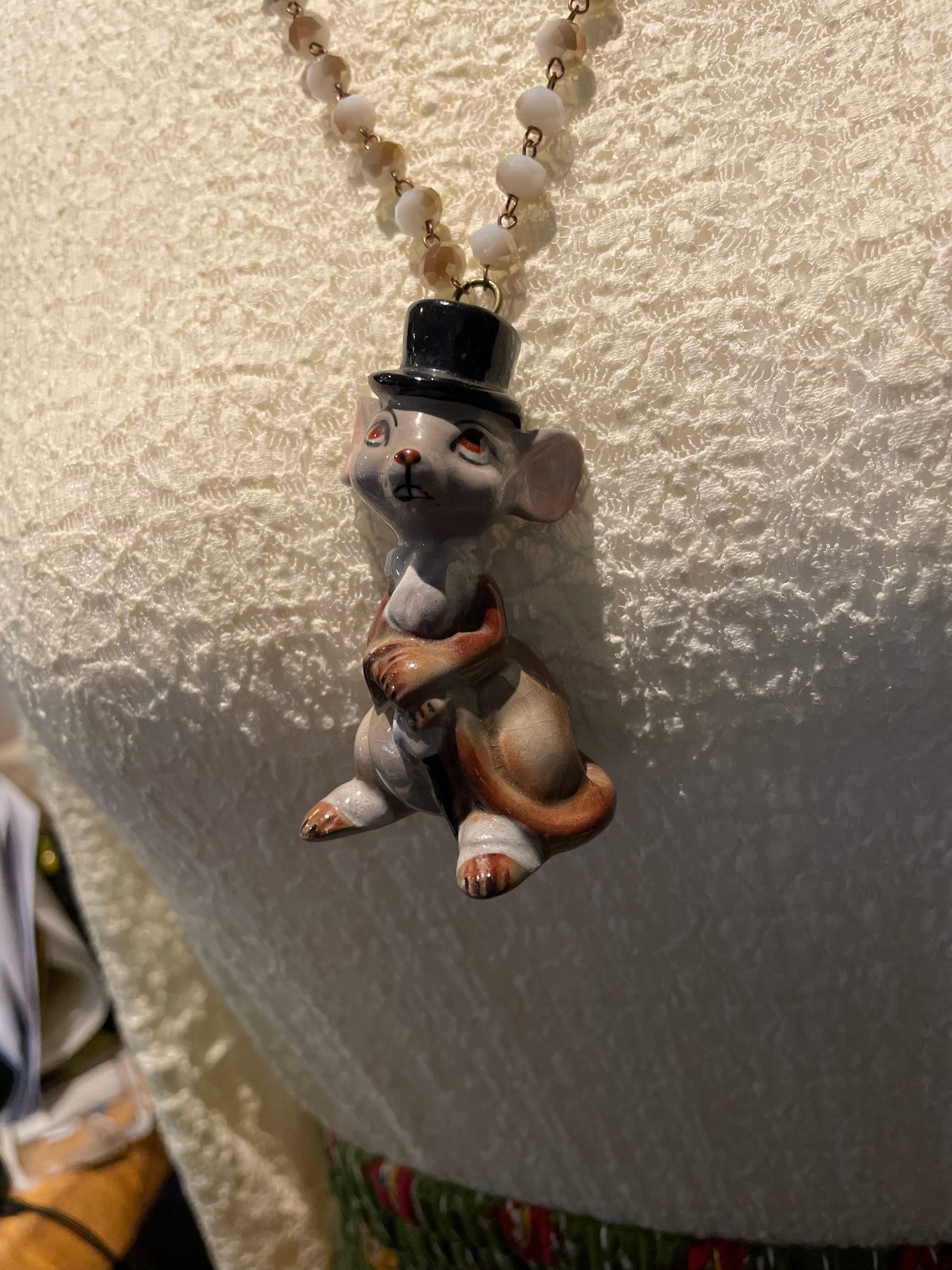 Edwardian Gentleman Mouse Necklace by Gina