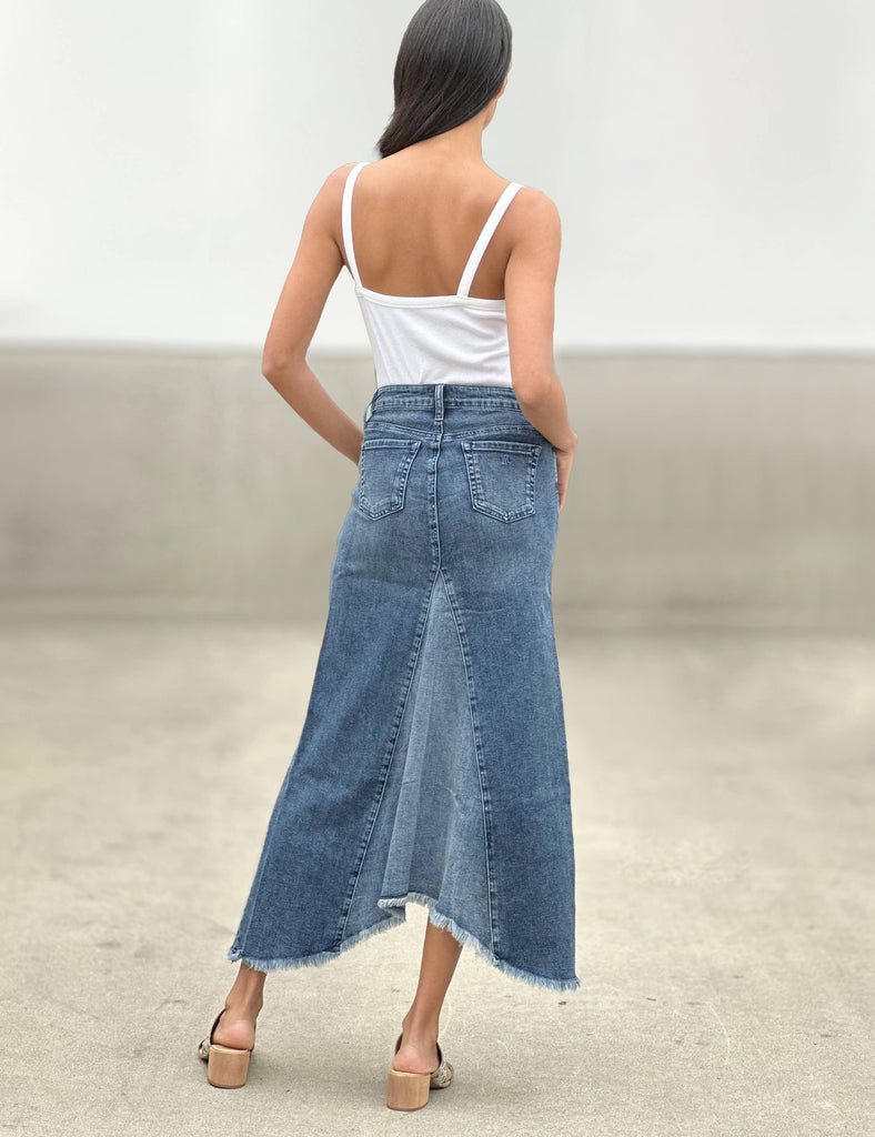 Selma Pieced Demin Maxi Skirt Robin Boutique