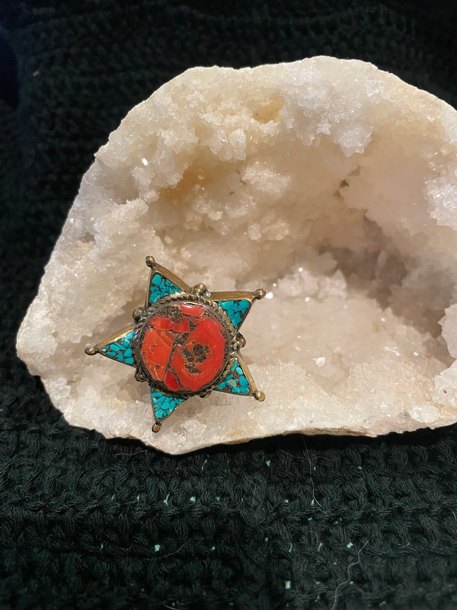 Coral Star Adjustable Ring