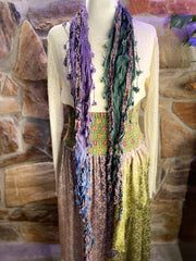 Boho Mixed Tassel Handmade Scarf Necklace