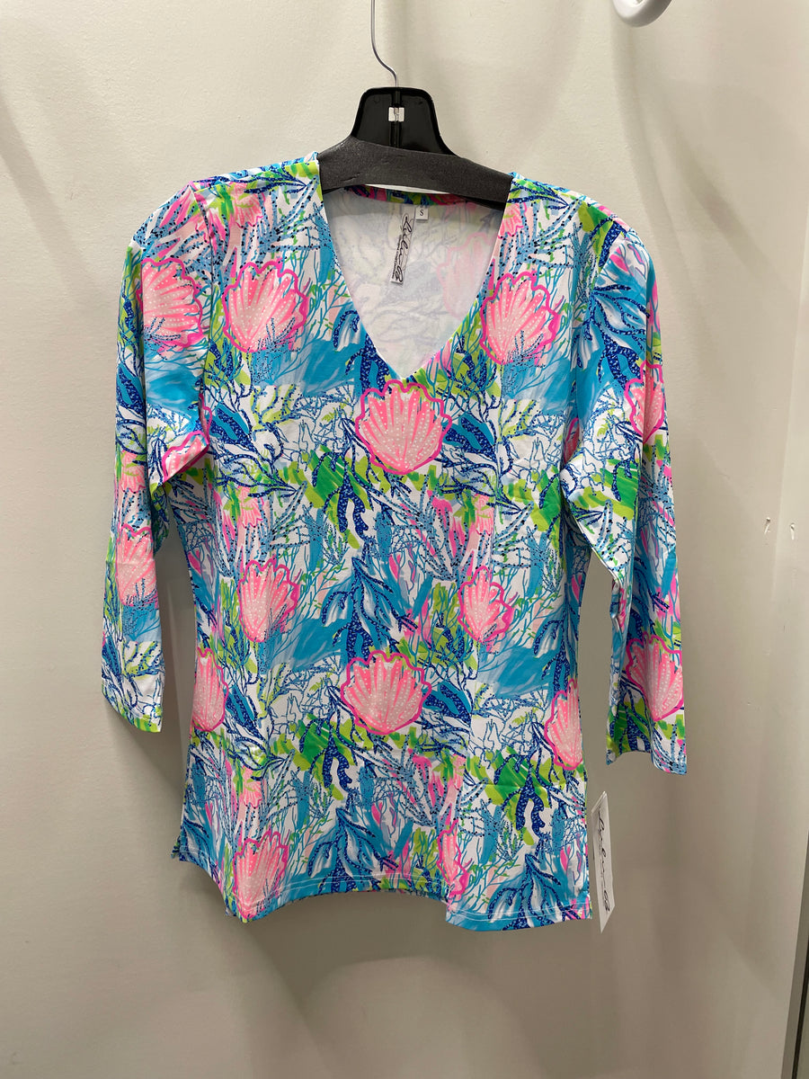 UPF V-Neck 3/4 Sleeve Top by Lulu-B