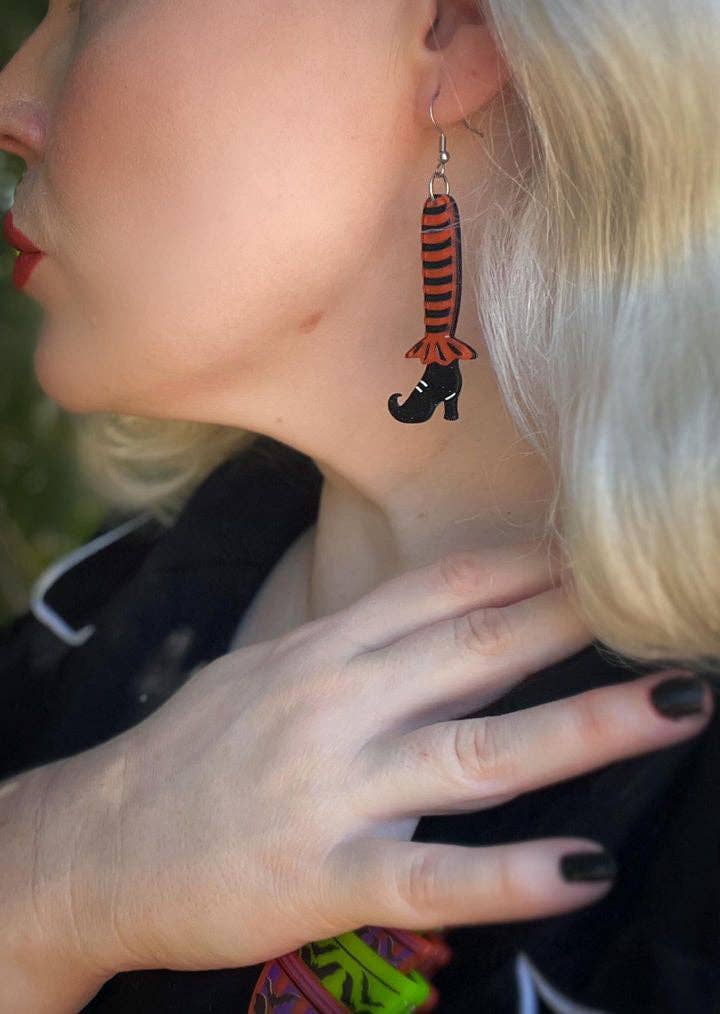 Bewitching Booties Earrings in ORANGE by Lipstick & Chrome Robin Boutique