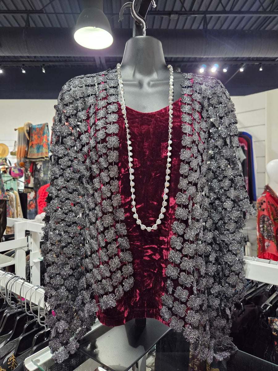 Soft Glitter Lace Cardigan by Paisley Vine Robin Boutique