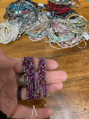 Rhinestone Tennis Stretch Bracelets on Black Silver