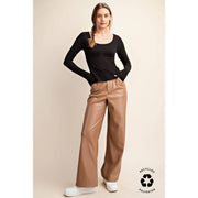 RECYCLED BUTTER ROUND NECK TOP T9967 Robin Boutique