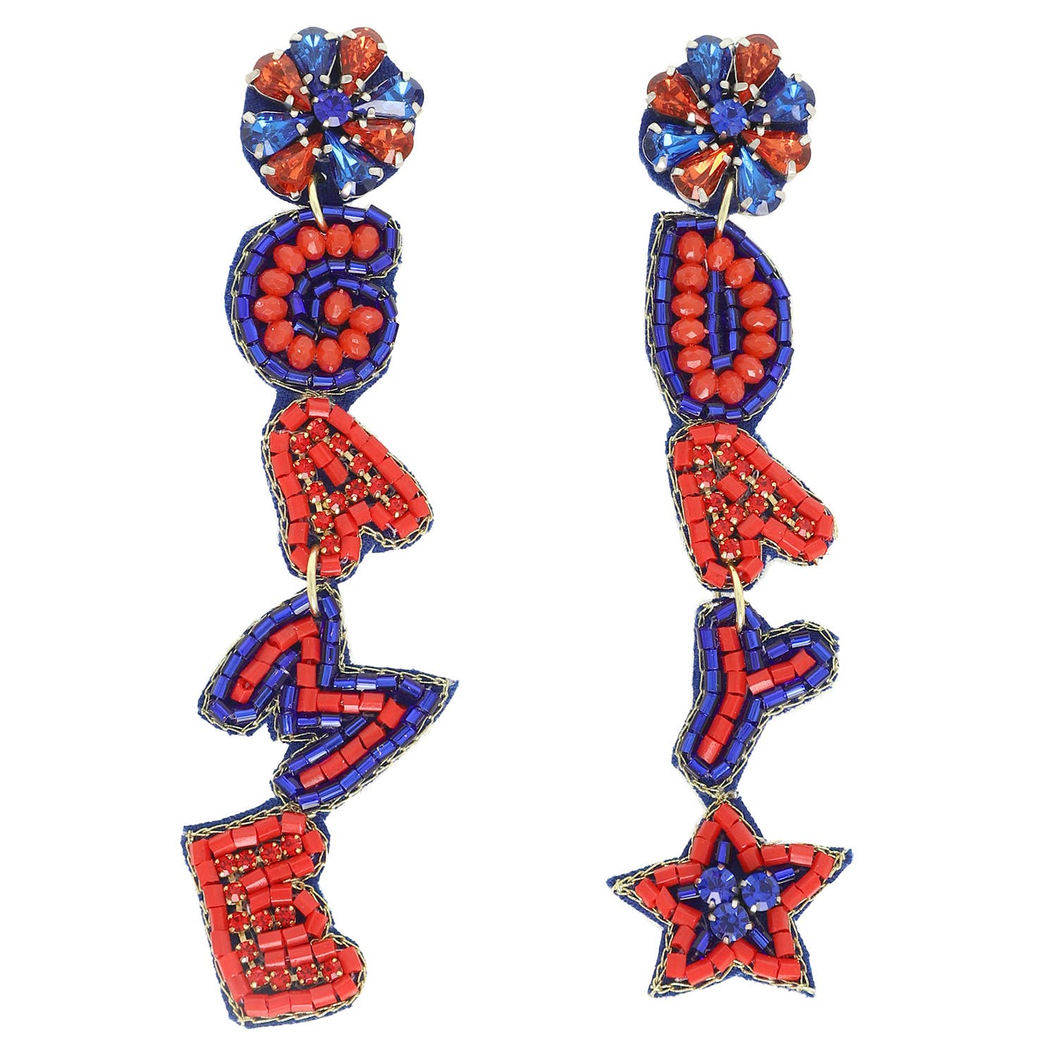 Game Day Letter Beaded Rhinestone Post Earrings Robin Bourtique