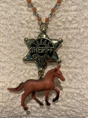 Sheriff Star w/Horse Charm Necklace by Gina