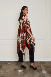 Burnout Velvet Floral Fringe Kimono by Paparazzi