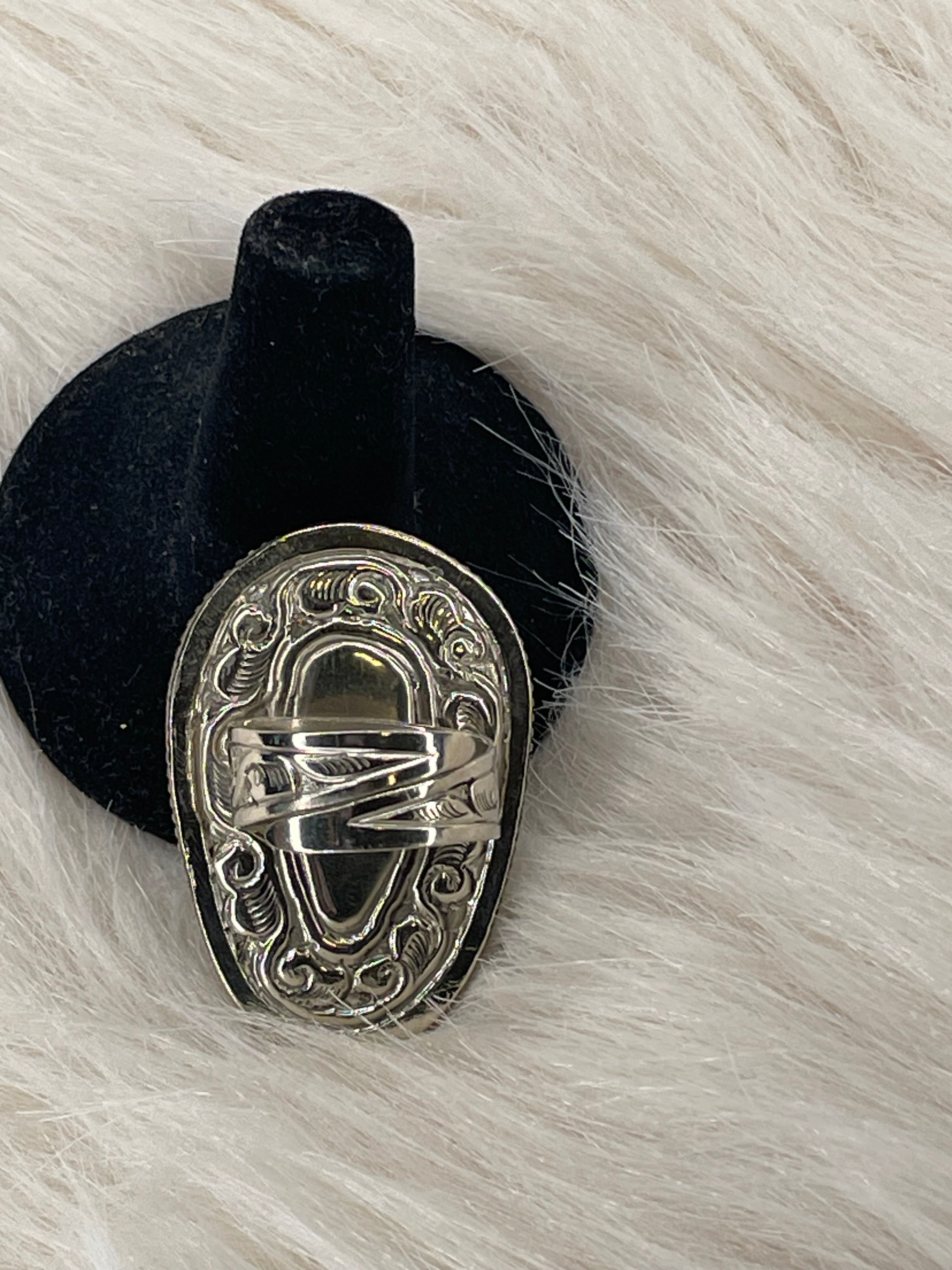 Skull Carved in Amethyst Adjustable Ornate Ring