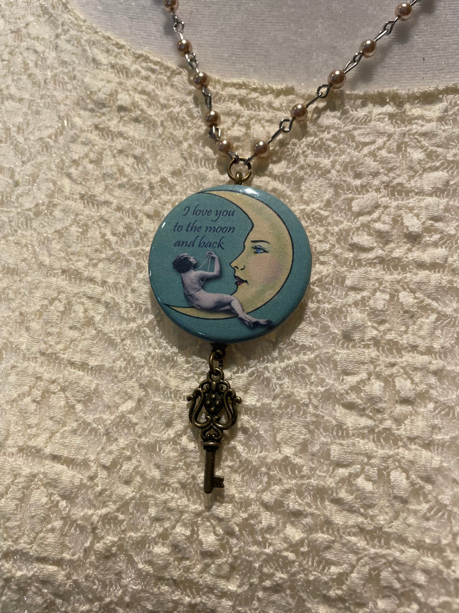 Love You Moon Button Necklace by Gina