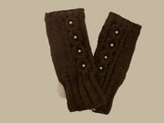 Fingerless Wool Lined Gloves with Cables and Beads by Yak N Yeti Robin Boutique