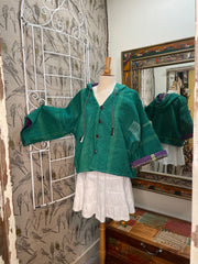 Half Moon Cropped Hooded Jacket #14 by Kantha Bae