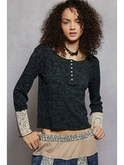 Lace Cuff Knit Top